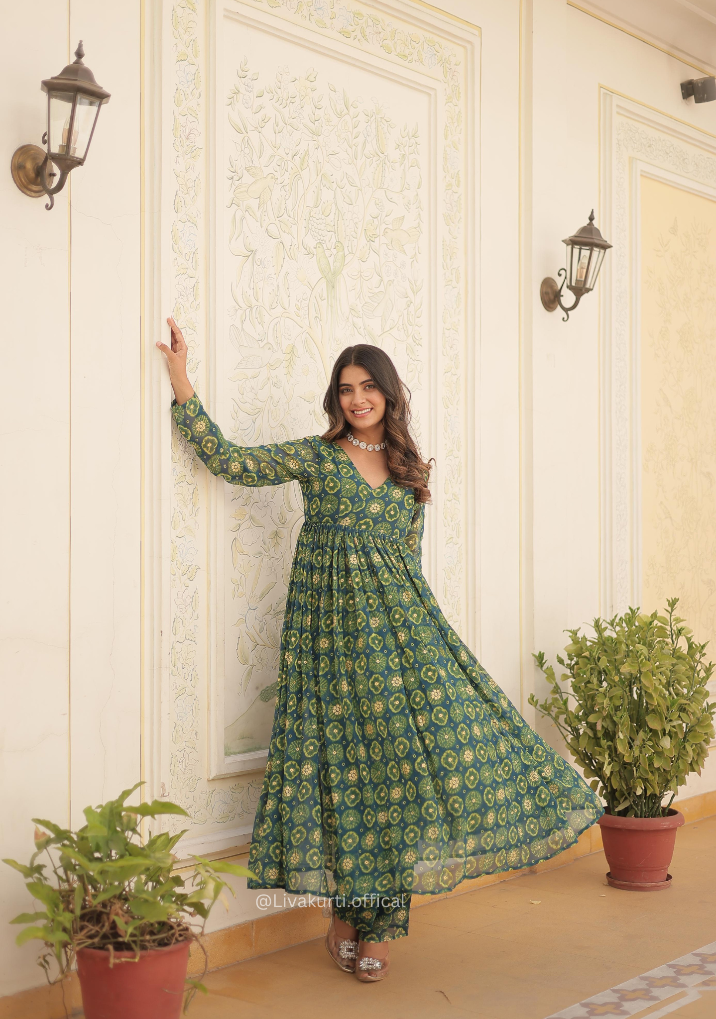 Faux Georgette With Foil Print With Pant Set