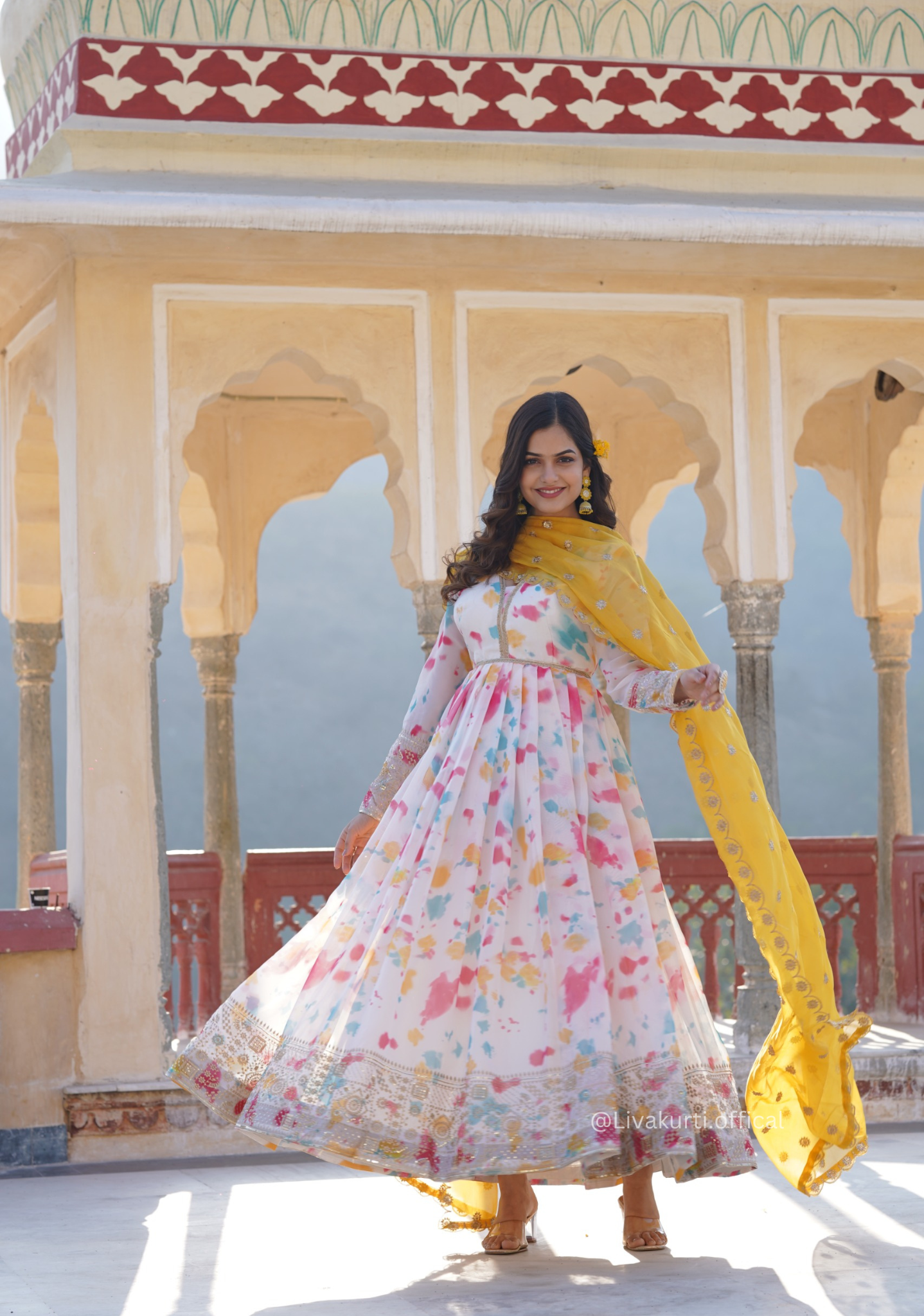 Digital Printed Russian Silk Anarkali Kurti