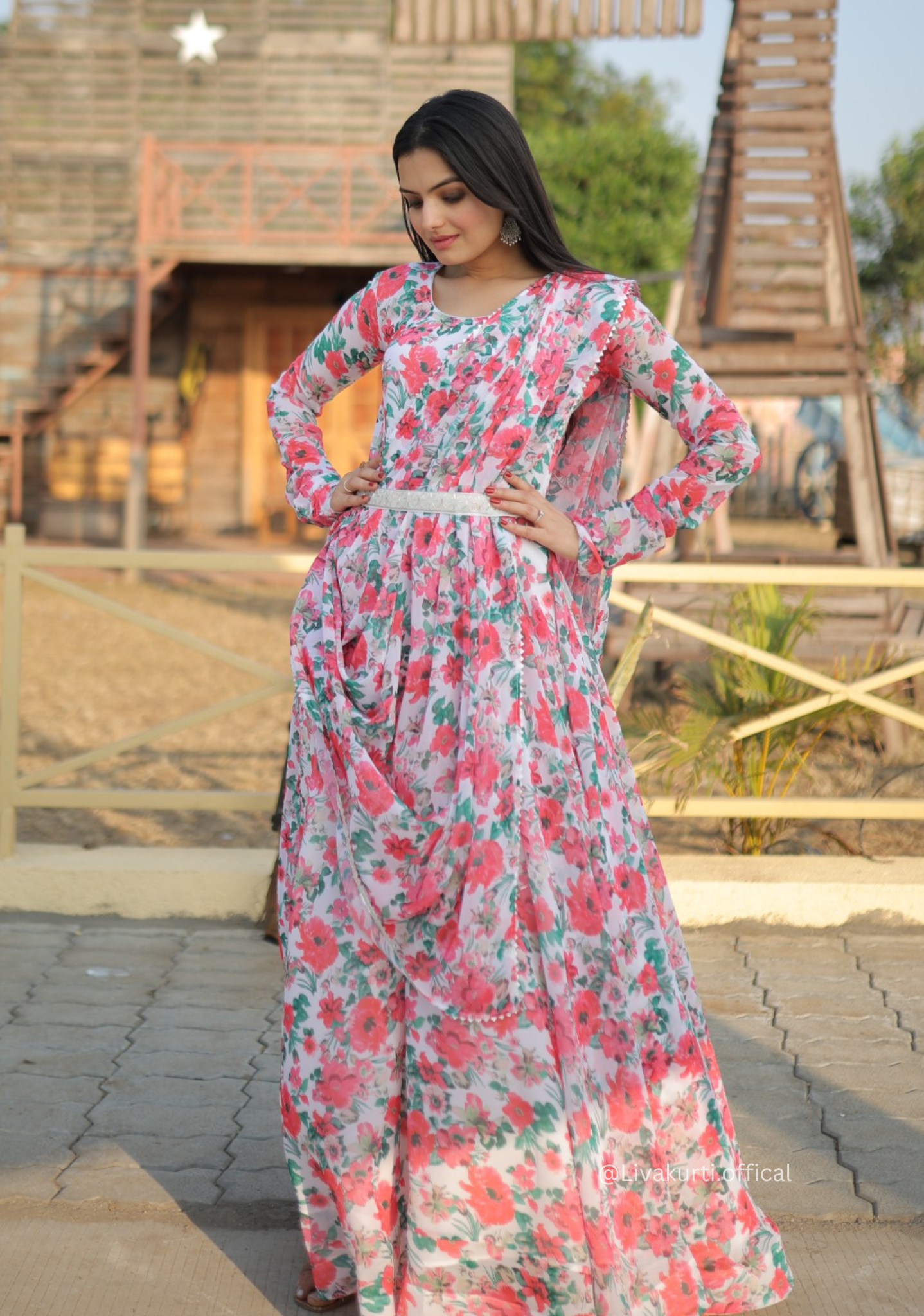 Faux Georgette With Unique Flower Print