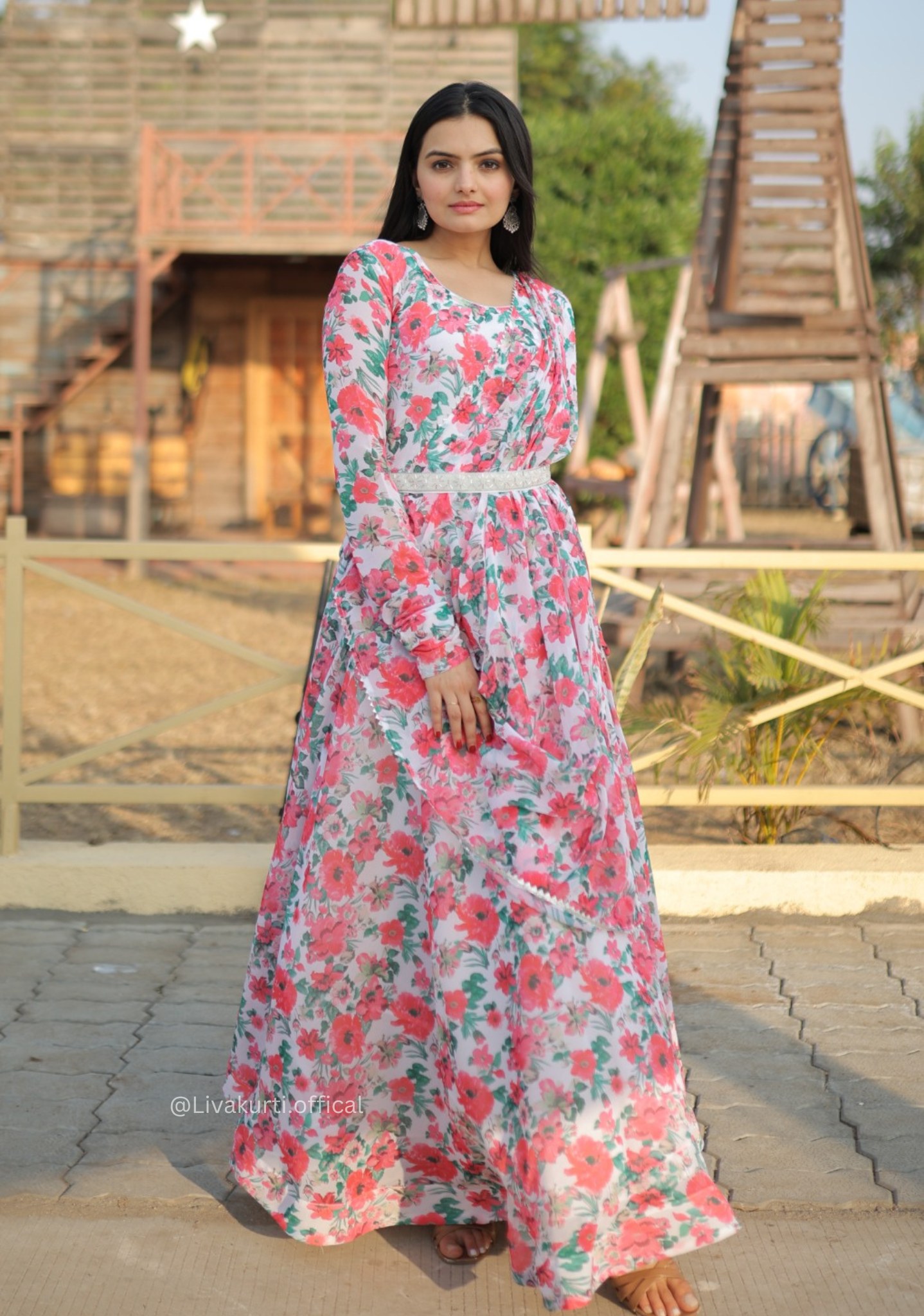 Faux Georgette With Unique Flower Print