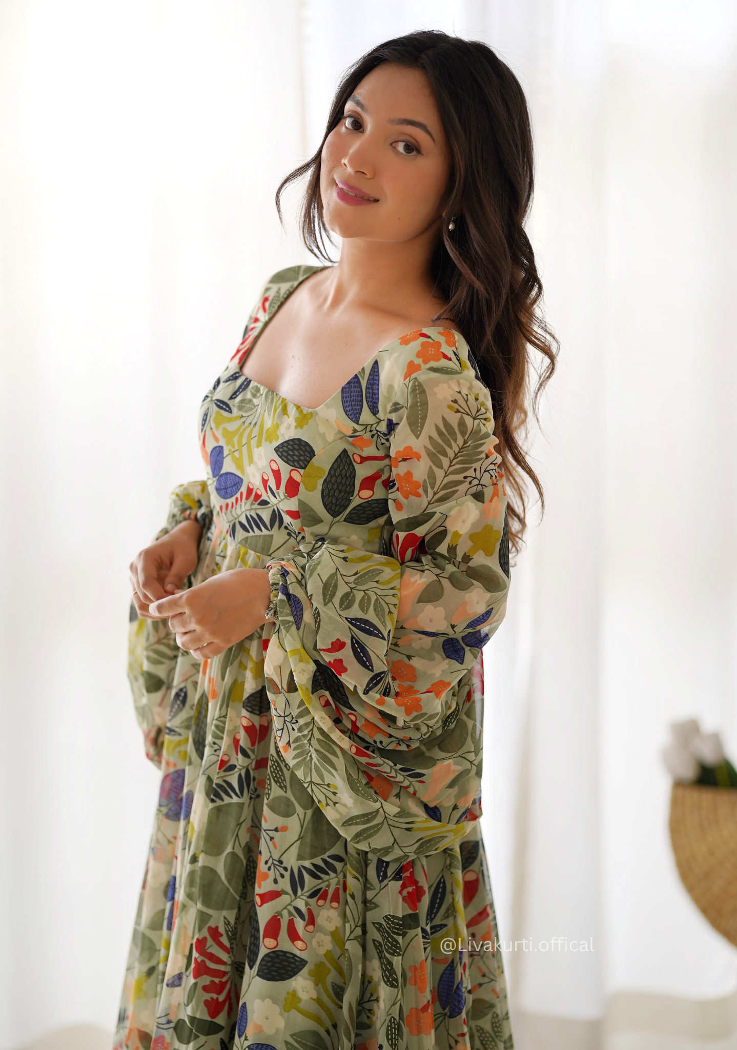 Soft Fox Georgette Floral Print Gown