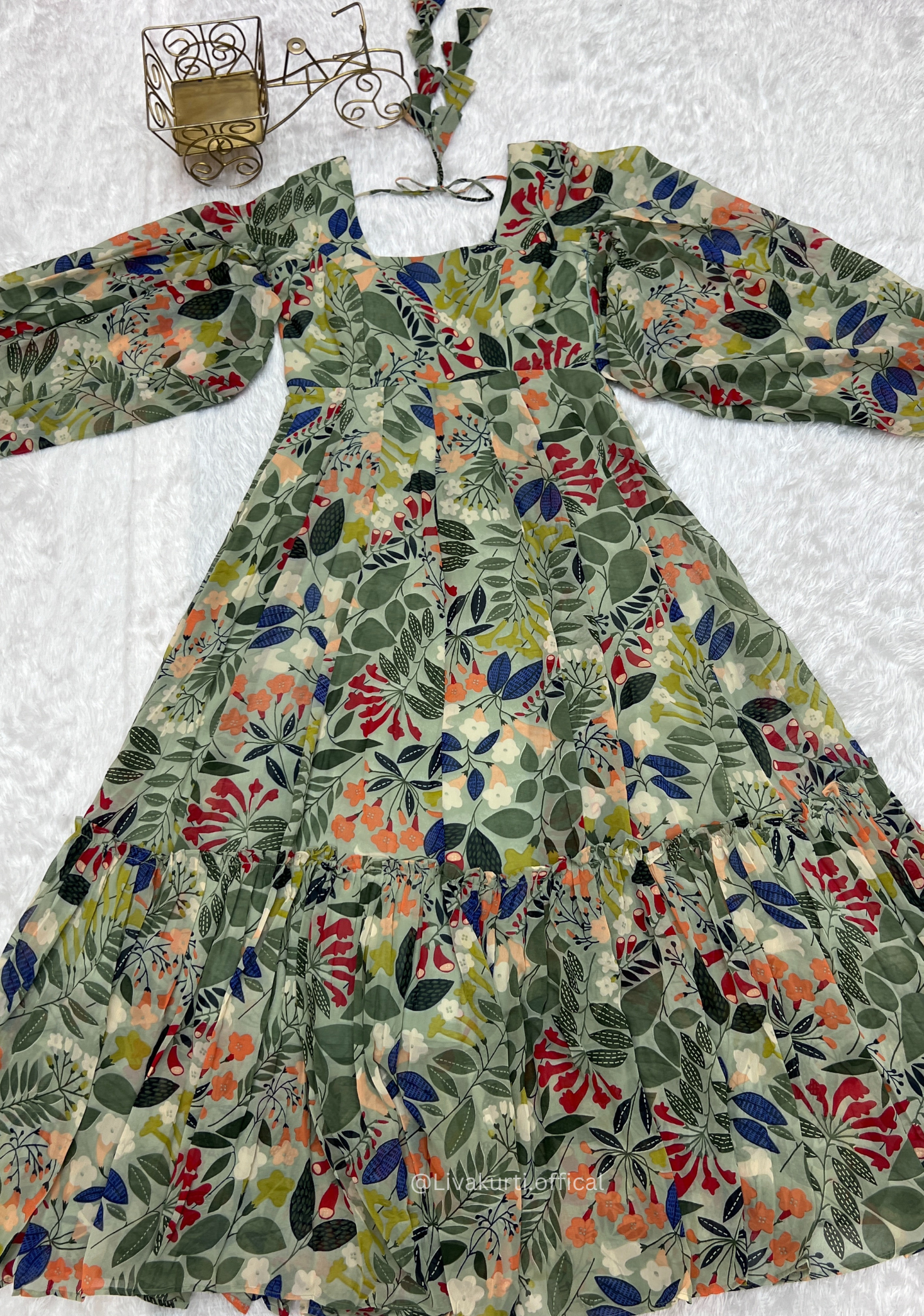 Soft Fox Georgette Floral Print Gown